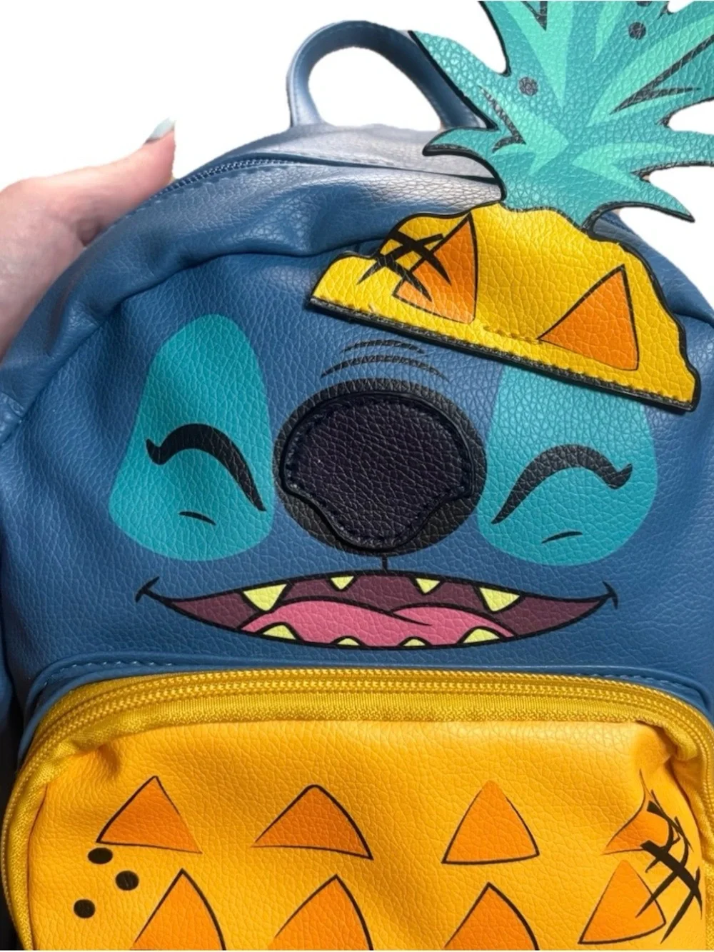 Disney Stitch Pineapple Mini Backpack NWT 10” Faux Leather Loungefly Style 🍍🌺